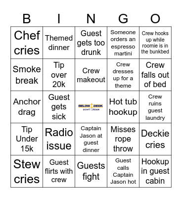 Below Deck Bingo Card