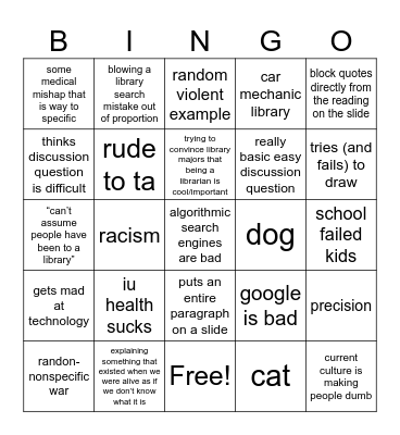 Waste of $6,000 Bingo Card