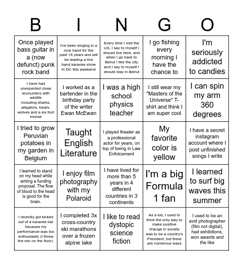 Ford Tech & Society Bingo Card