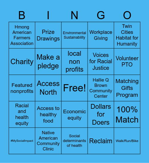 Community Giving Campaign Bingo Card