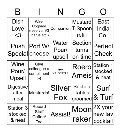MR PORTER FRIDAYS Bingo Card