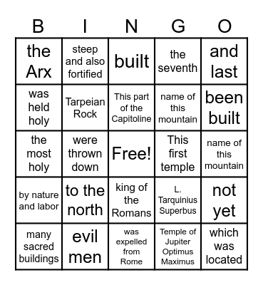 In Capitolinō Bingo Card