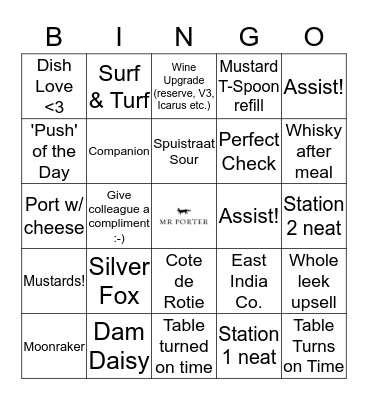 MR PORTER FRIDAYS Bingo Card