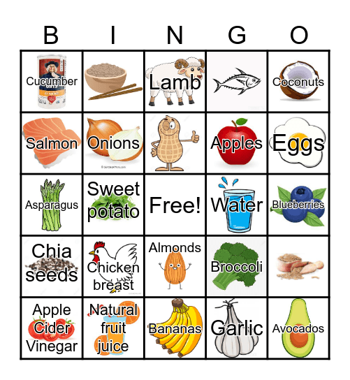 Healthy Eating BINGO Card