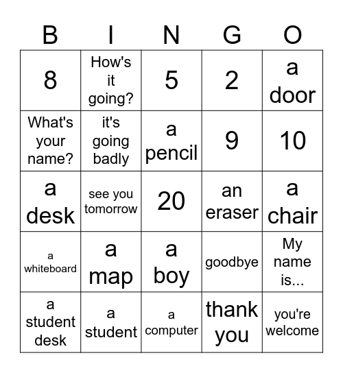 The Classroom Bingo Card