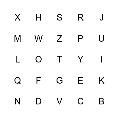 THE ALPHABET BINGO Card