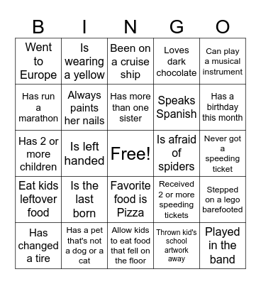 Ice Breaker Bingo Card