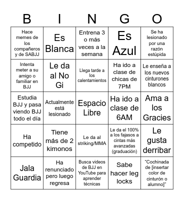 Santa Ana BJJ Bingo Card