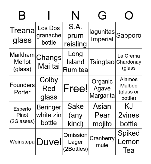 LBW Bingo Card