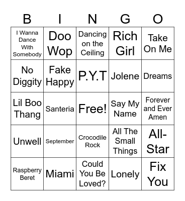 Music Bingo Card