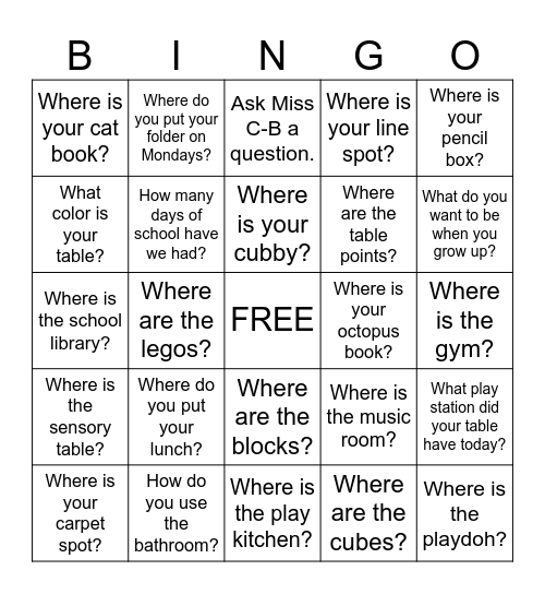 Open house bingo! See if you can get them all. Bingo Card