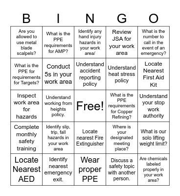 Honeywell Safety Week Blackout Bingo 2023 Bingo Card