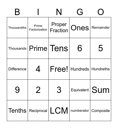 First Quarter Spiral Bingo Card