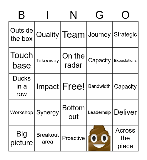 Management BS Bingo Card