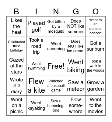 FIND SOMEONE WHO..... THIS SUMMER Bingo Card
