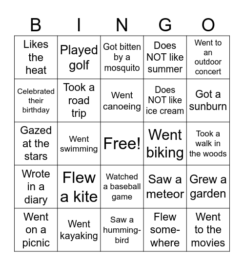 FIND SOMEONE WHO..... THIS SUMMER Bingo Card