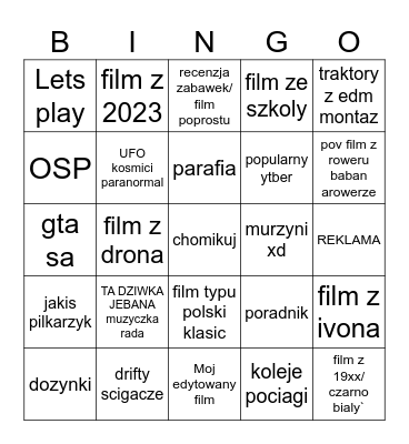 zbyszek kucharski Bingo Card