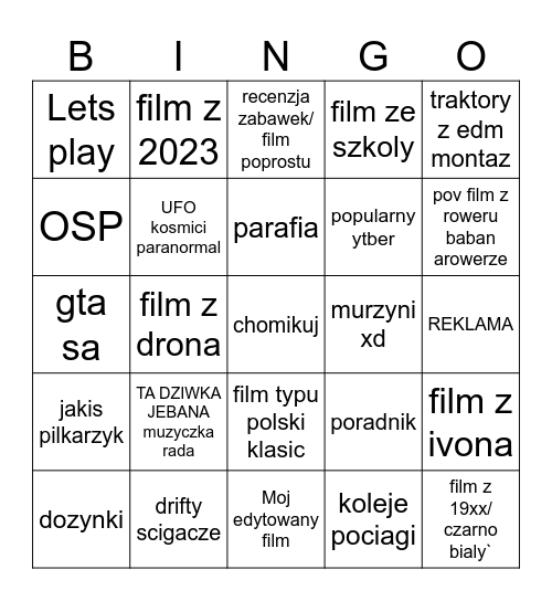 zbyszek kucharski Bingo Card