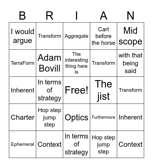 Brian Bingo Card