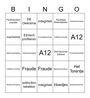 Prinsjesdag 2023 Bingo Card