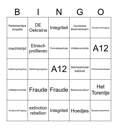 Prinsjesdag 2023 Bingo Card