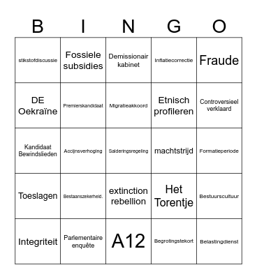 Prinsjesdag 2023 Bingo Card