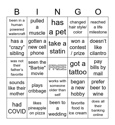 FAMILY BINGO Card