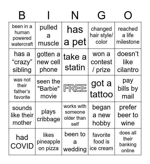 FAMILY BINGO Card