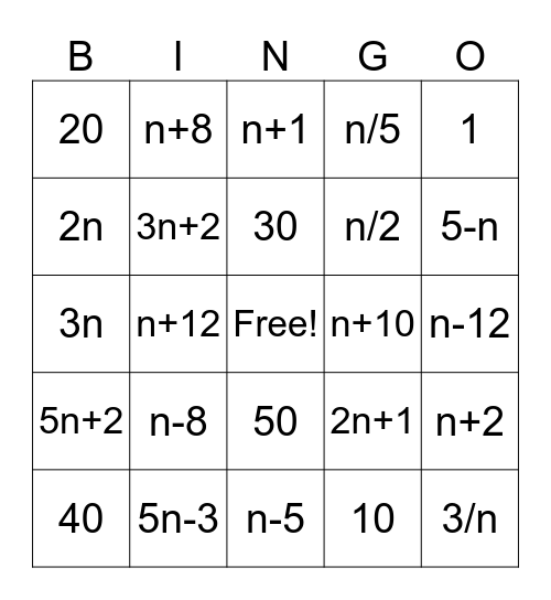 1.4 Verbal Expressions Bingo Card