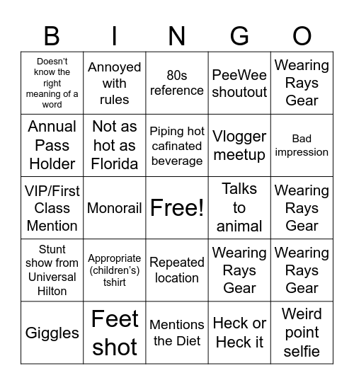 Woo Cali Bingo Card