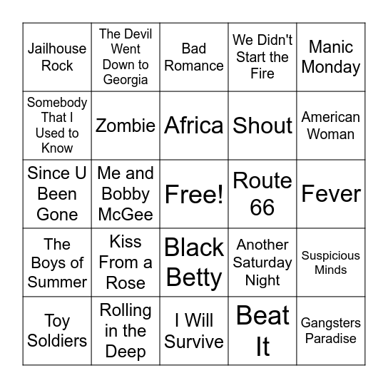 Remakes Bingo Card