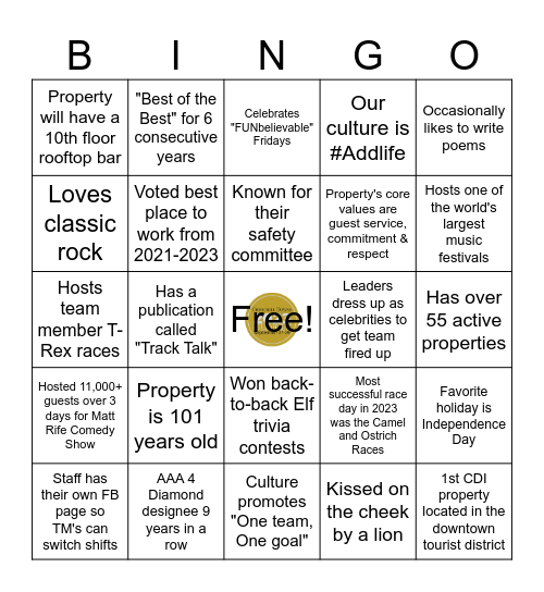 Scavenger Hunt Bingo Card