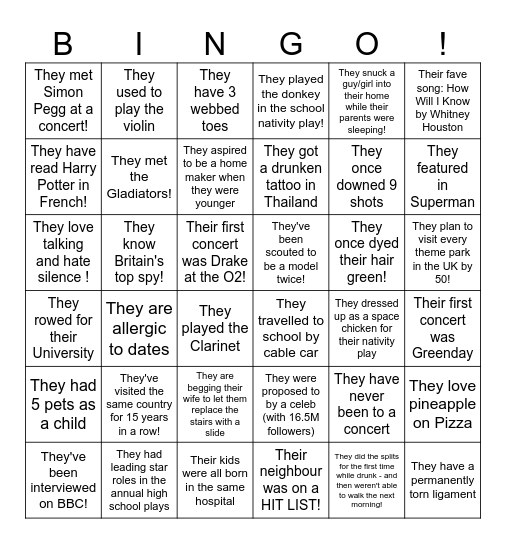 SCT Programme Bingo Card