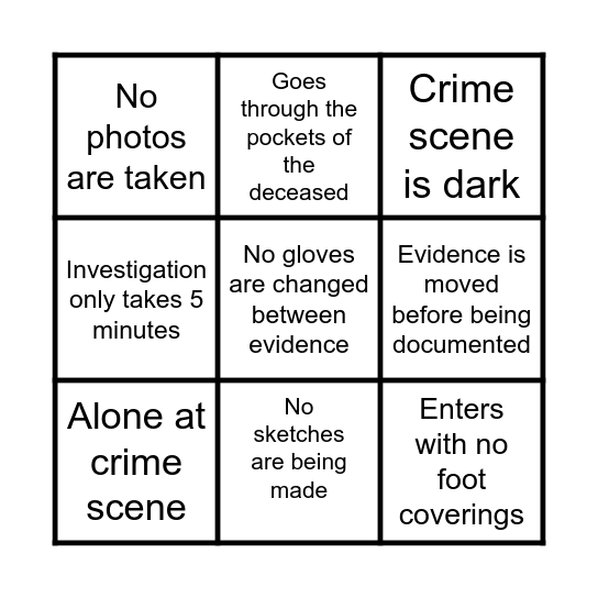 CSI Bingo Card