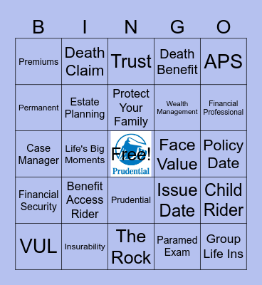 Life Insurance Awareness Month Bingo Card
