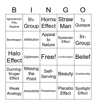 Bias & Fallacies Bingo Card