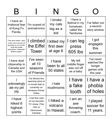 Iota Chi BINGO Card