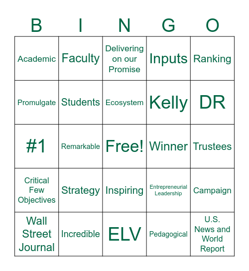 Community Forum Bingo Card