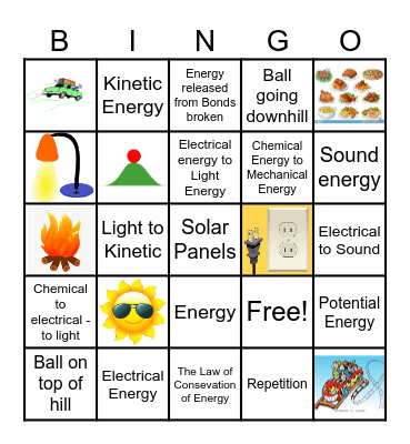 Types of Energy BINGO! Bingo Card