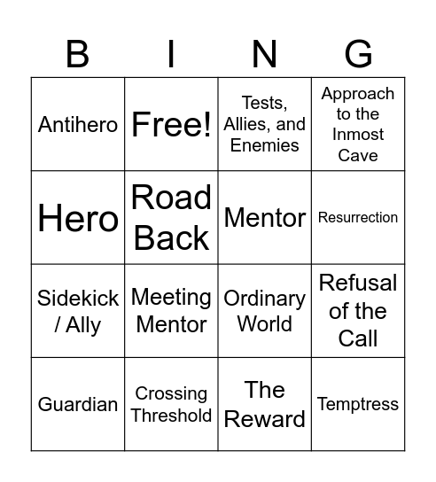 Archetype Bingo Card