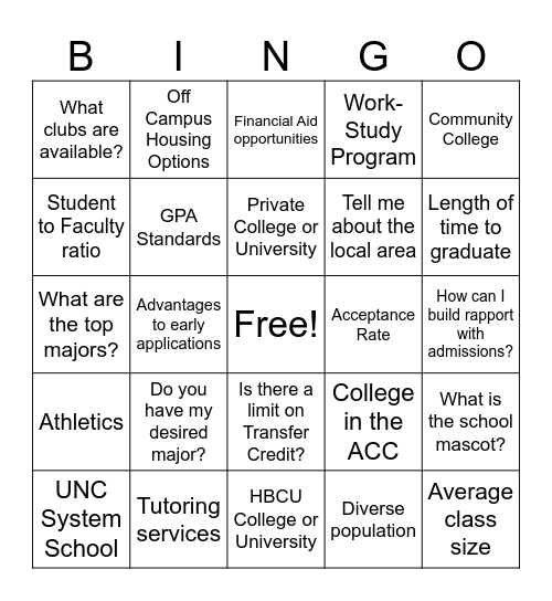 Untitled Bingo Card