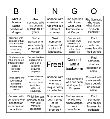 Morgan U. Bingo Card