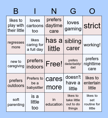 Caregiver bingo! Bingo Card