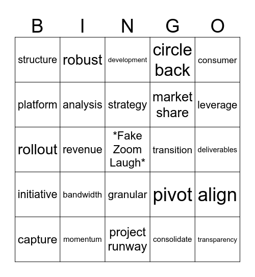 Corporate Bingo Card