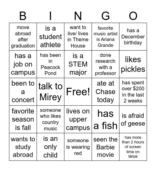 IGD Human Bingo Card