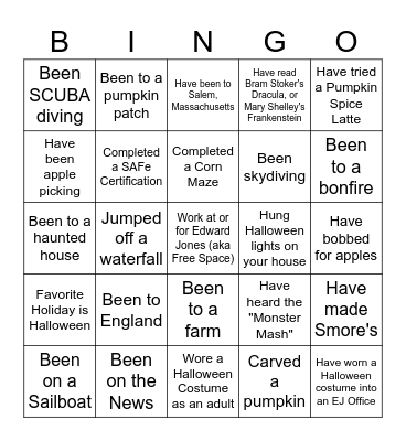 Fun Squad Test Card Bingo Card