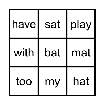 My Cat Bingo Card