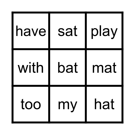 My Cat Bingo Card