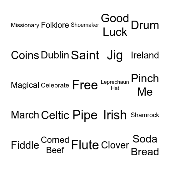 St. Patricks Bingo Card