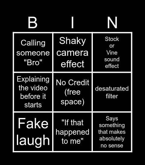 Sssniperwolf Bingo Card